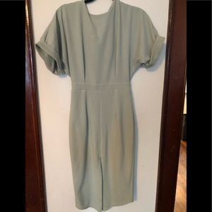 Green dress deep V back